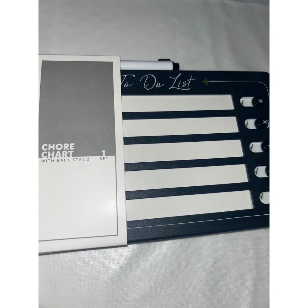 To Do List Chore Chart with Back Stand and Dry Erase Marker Black White 1 Set